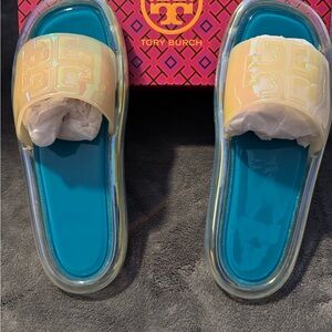 Tory Burch Iridescent Slide Sandals